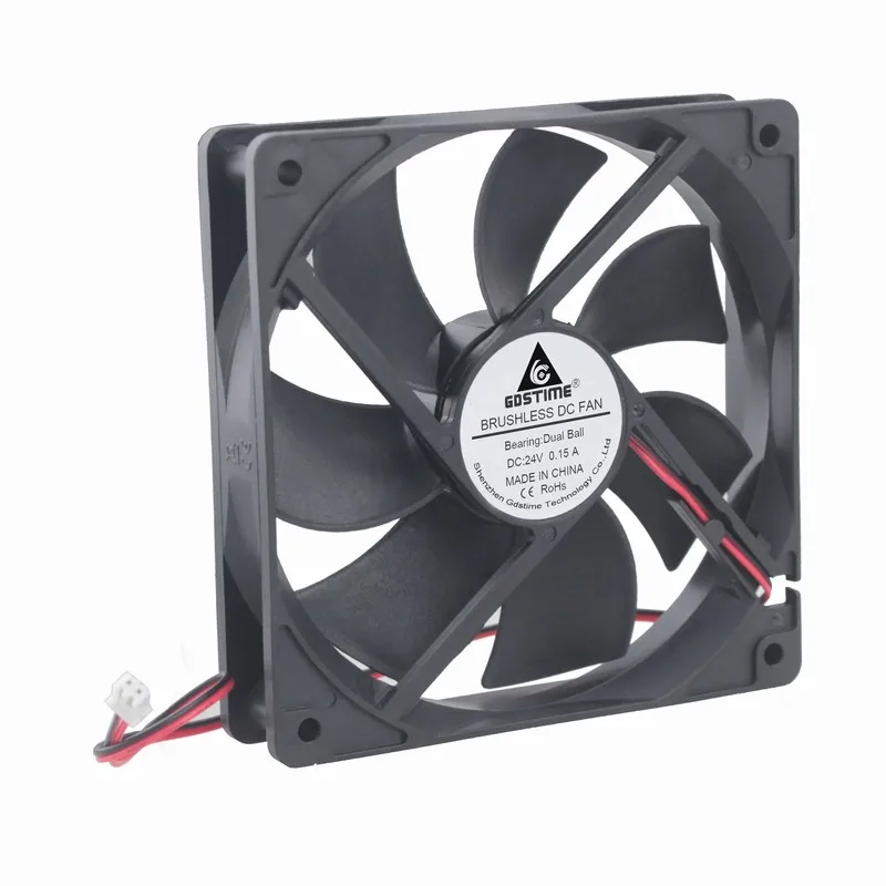 20 шт. Gdstime 12 см DC 24 В 2400 об/мин шарикоподшипник 12025 120 мм x 25 мм бесщеточный компьютерный чехол охлаждающий вентилятор x 25 мм 2Pin A
