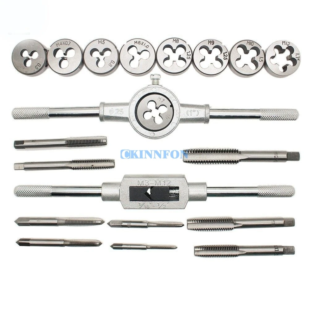 DHL 10Set* 20Pcs/Set Metric Hand Tap and Die Set M3-M12 Screw Thread Plugs Straight Taper Reamer Tools | Инструменты