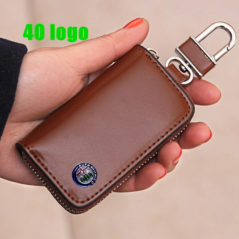 Кожаный чехол для автомобильных ключей Alfa Romeo Smart Peugeot Jaguar Porsche Volvo Nissan Kia VW Ford Audi Mazda