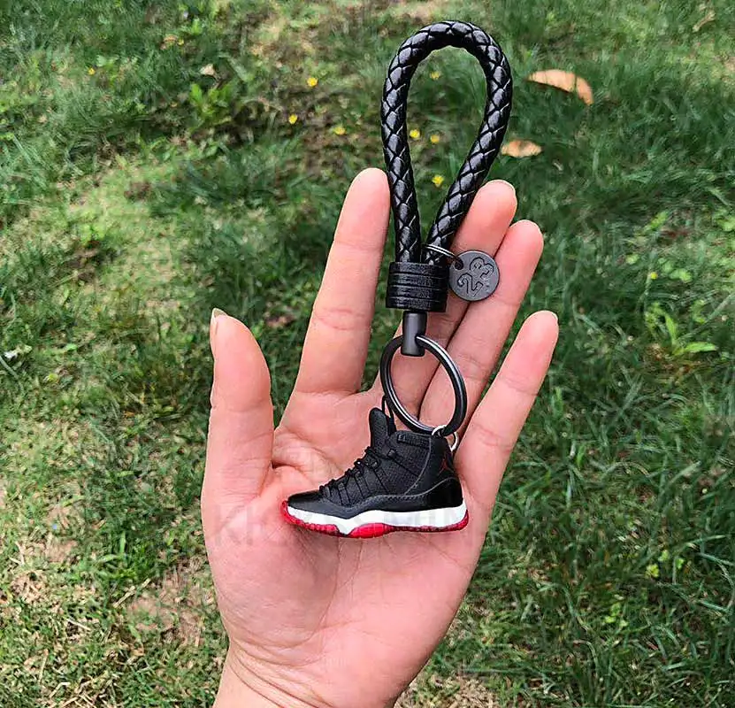 AJ11 BRED Дропшиппинг брелок в виде кроссовка s Кукла аксессуар-брелок 1/6 масштаб 3D Мини башмак с веревкой и посылка брелок в виде кроссовка - Цвет: AJ11 BRED