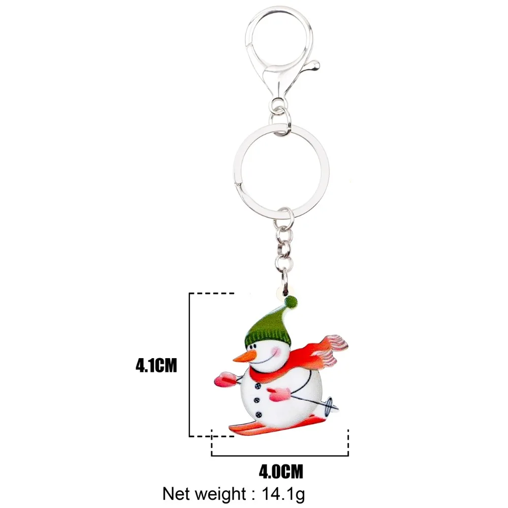 Bonsny Acrylic Christmas Snowman Key Chains Pendant Navidad Decoration Jewelry For Women Girl Gift Bag Car Charms Wholesale | Украшения и
