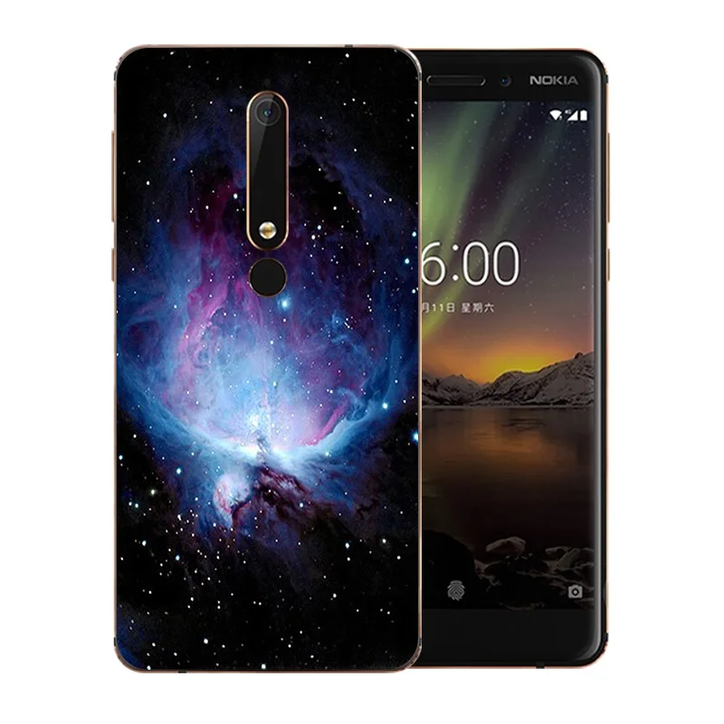 5 дюймов для Nokia 6 2018 чехол второго поколения 2th звездное небо узор мягкий силикон