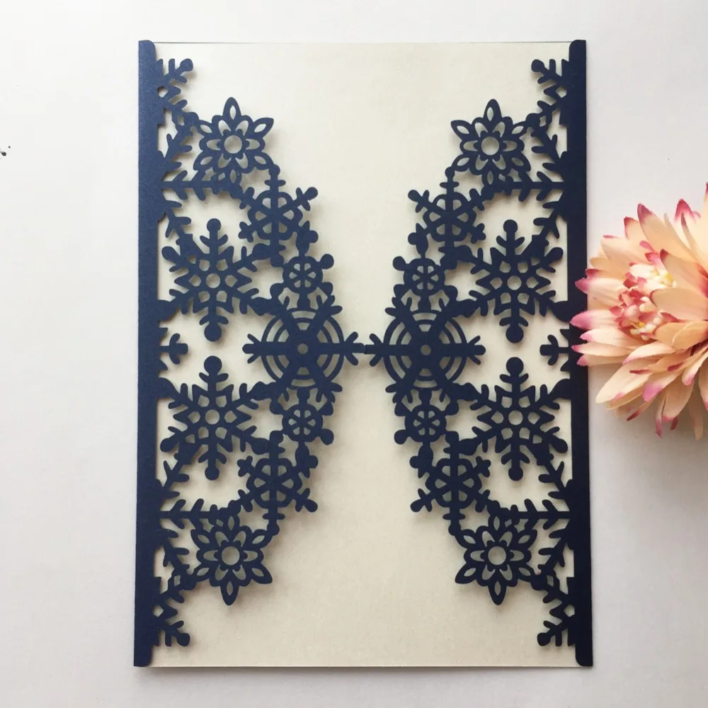 30pcs/lot Hollow Snowflake Pearl Card Wedding Engagement Invitations Birthday Party Greeting Blessing Valentine Day Christmas | Дом и сад