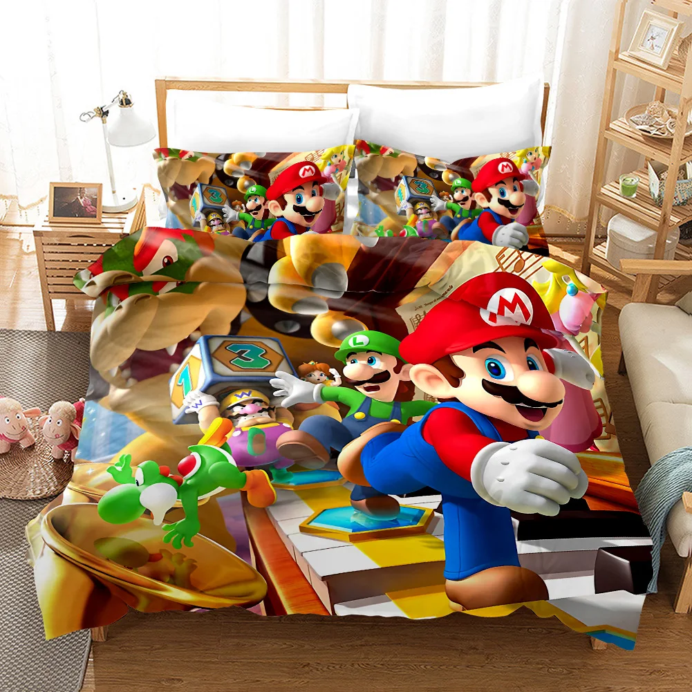 Комплект постельного белья Super Mario Bros, пододеяльники, наволочки, 3D принт, декор для детской комнаты, набор постельного белья s, постельное белье SL01