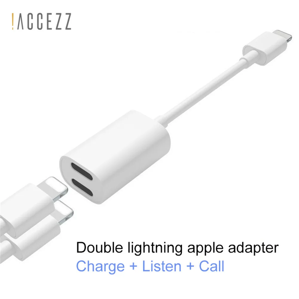 ! ACCEZZ двойной зарядный адаптер освещения для Iphone аудио iPhone X 7 8 plus IOS сплиттер