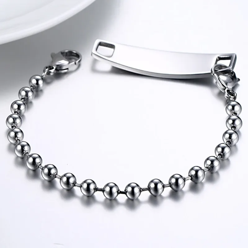 Медицинский браслет из нержавеющей стали с гравировкой и бисером|steel natural|bracelet