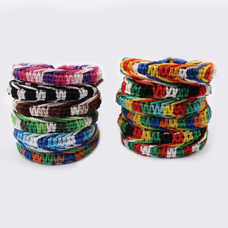 12Pcs/lot Fashion Rasta Friendship Bracelet Wristband Cotton Silk Reggae Jamaica Surfer Boho Bracelets Gift For Men Women | Украшения и