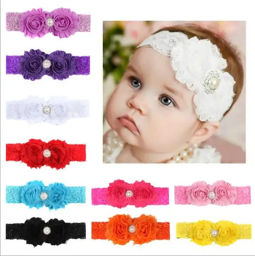 

2017 New Toddler Rhinestone Flower Headband Girls Lace Hairband Bohemian Tiara Baby Infant Bandeau turban Hair Accessories