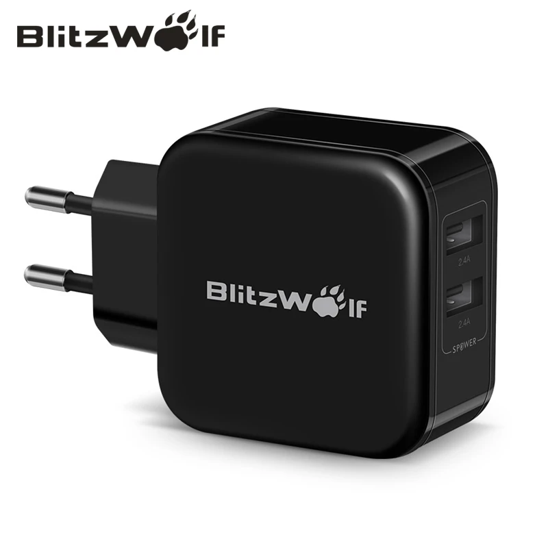 BlitzWolf BW S2 4.8A 24 Вт двойной USB зарядное устройство EU/зарядное с евровилкой быстрое