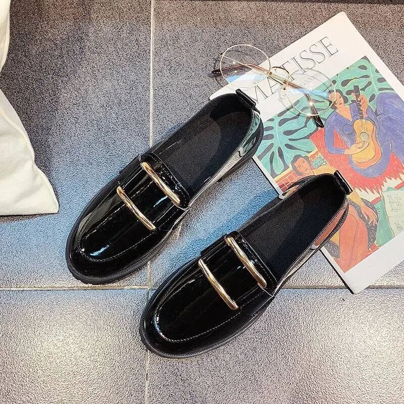 Женская кожаная обувь в британском стиле легкие туфли на плоской подошве