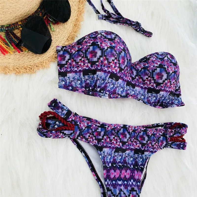 

Women Summer Push-up Swimsuit Swimwear Beachwear Momokini Bikini Set Bathing 2019 costumi da bagno donna Newest Hot Sale Summer