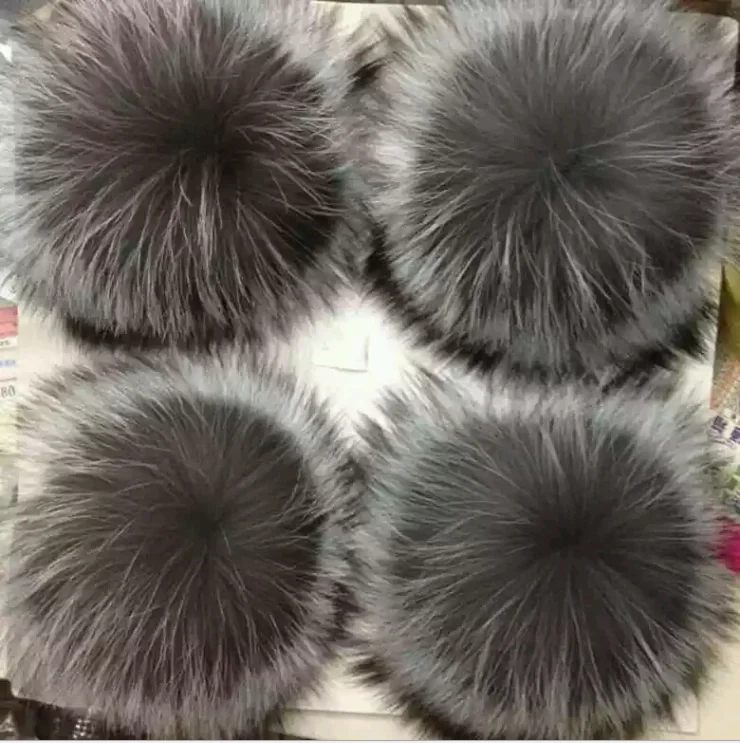 Помпон из натурального Меха чернобурки помпон меха енота ручной работы