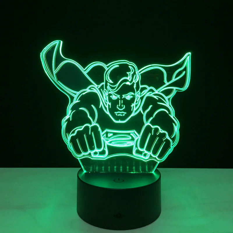 Новый цвет ful Luminaria супергерой Летающая фигурка Супермена меняющий светильник