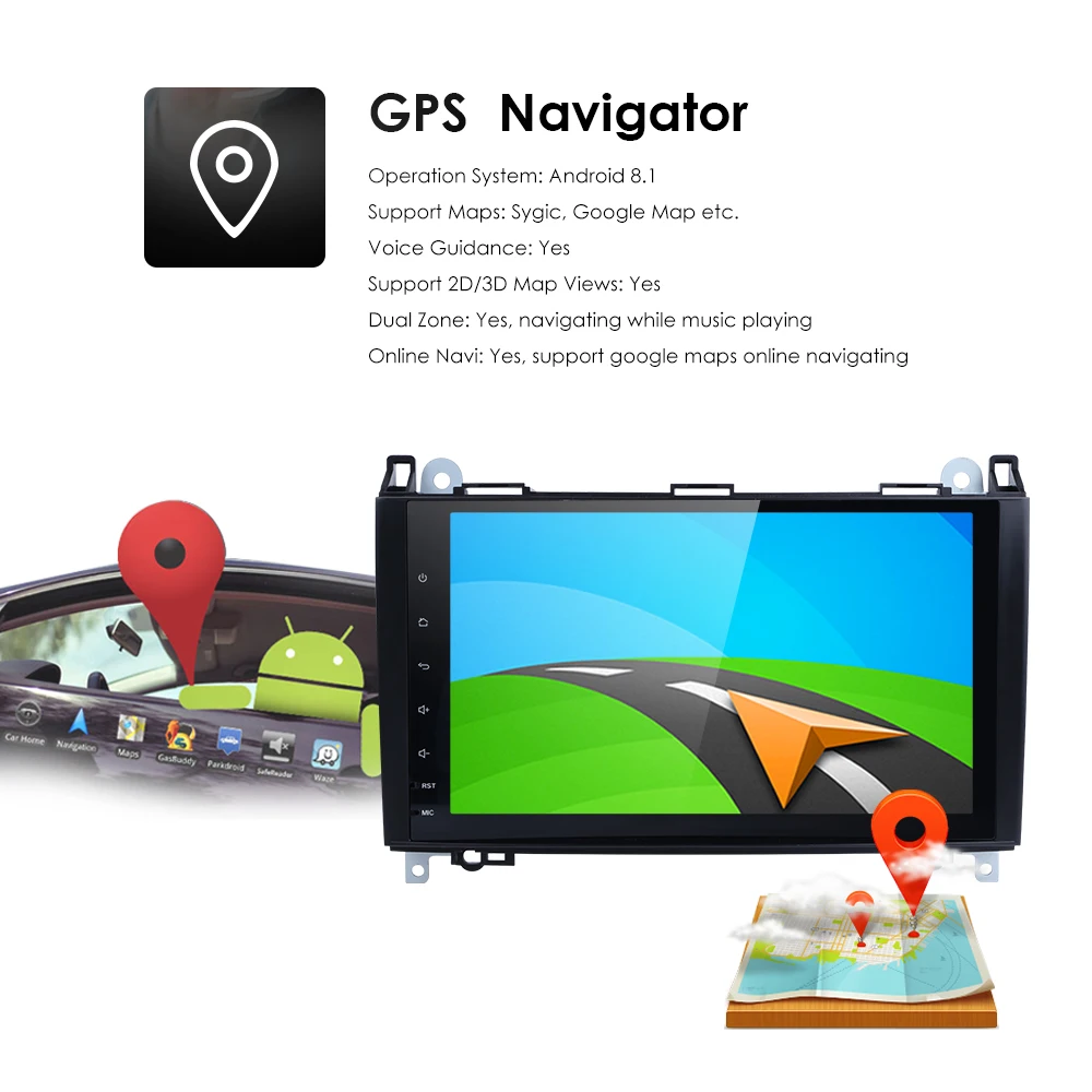 HD 2din Android 9,0 Автомобильный gps головное устройство для Mercedes Benz B200 A B Class W169 W245 Viano Vito W639 Sprinter W906 Bluetooth радио