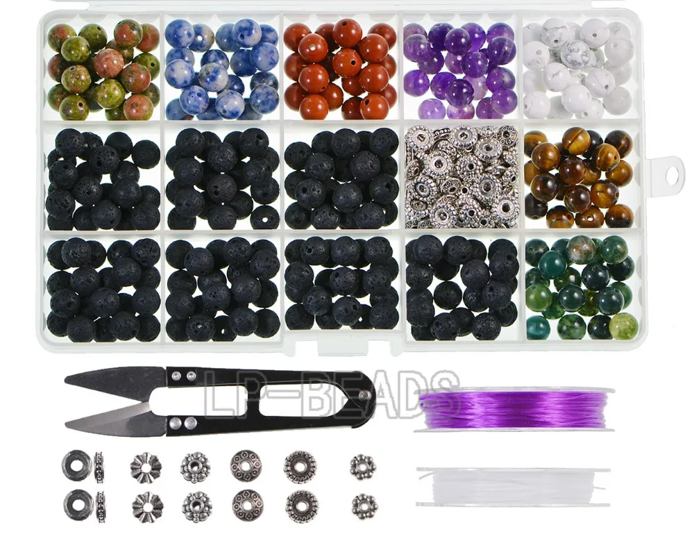 Набор из натурального черного лавового камня 8 мм набор 280 бусин 120 шт. аксессуары