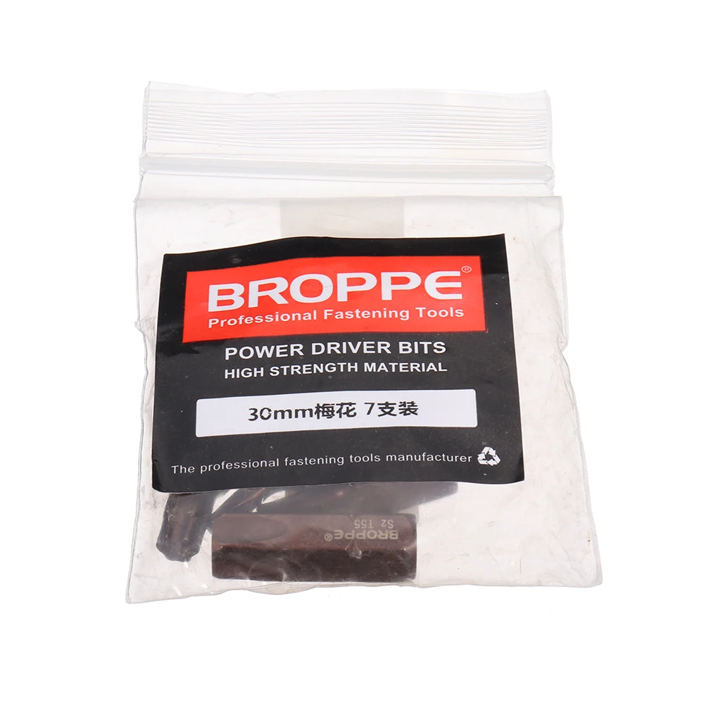 Broppe 7 шт. T20-55 30 мм Магнитная отвертка Torx Бит S2 сталь 10 мм шестигранный хвостовик для ударной отвертки T20/T25/T30/T40/T45/T50/T55