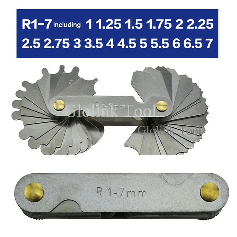 Радиус Gage Калибр Филе Набор R1-6.5/R7-14.5/R15-25/R26-80mm вогнутые выпуклые дуги конец Внутренние Внешние манометры