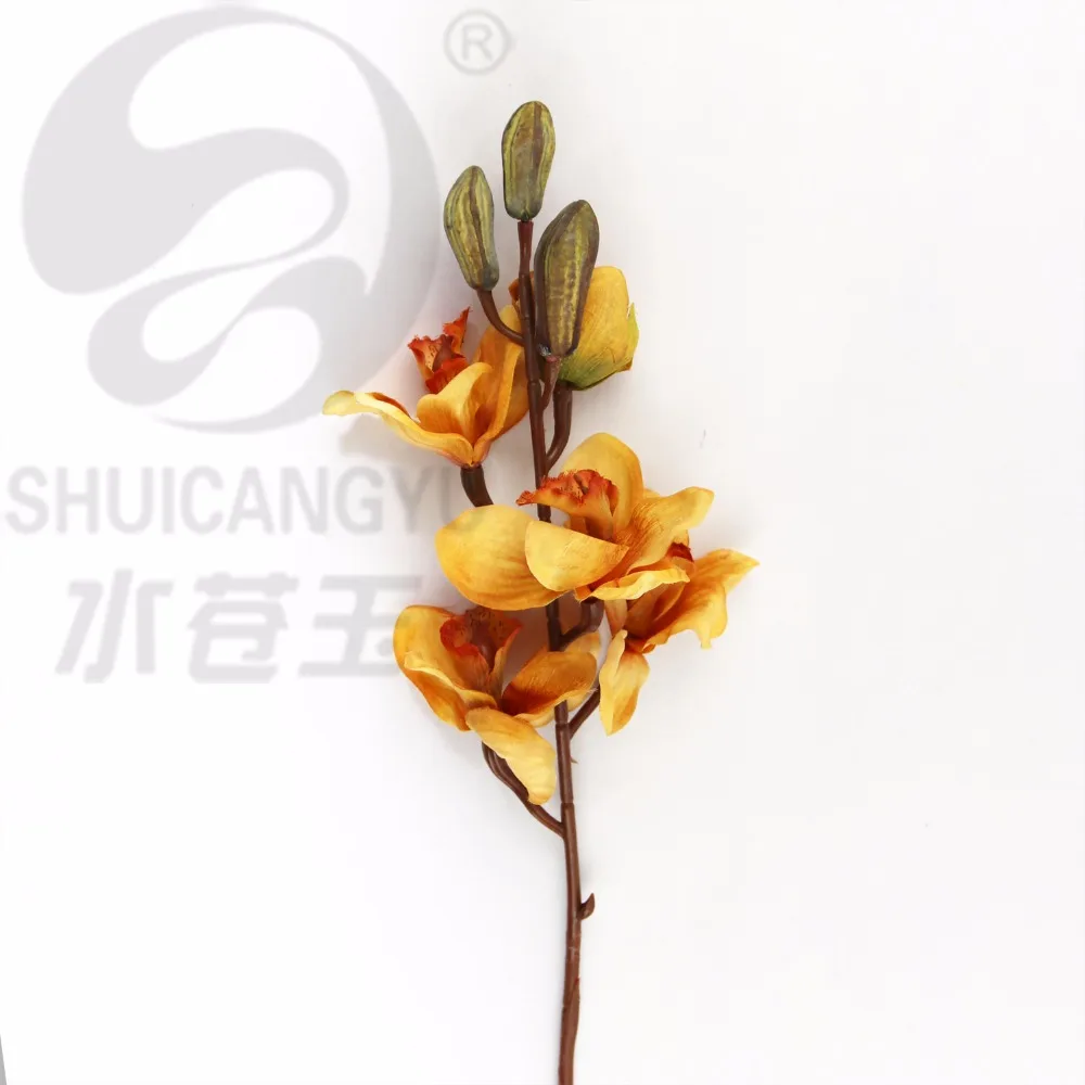 SHUICANGYU 5 головок 3 искусственных цветов cymbidium ответки для гостиной домашний