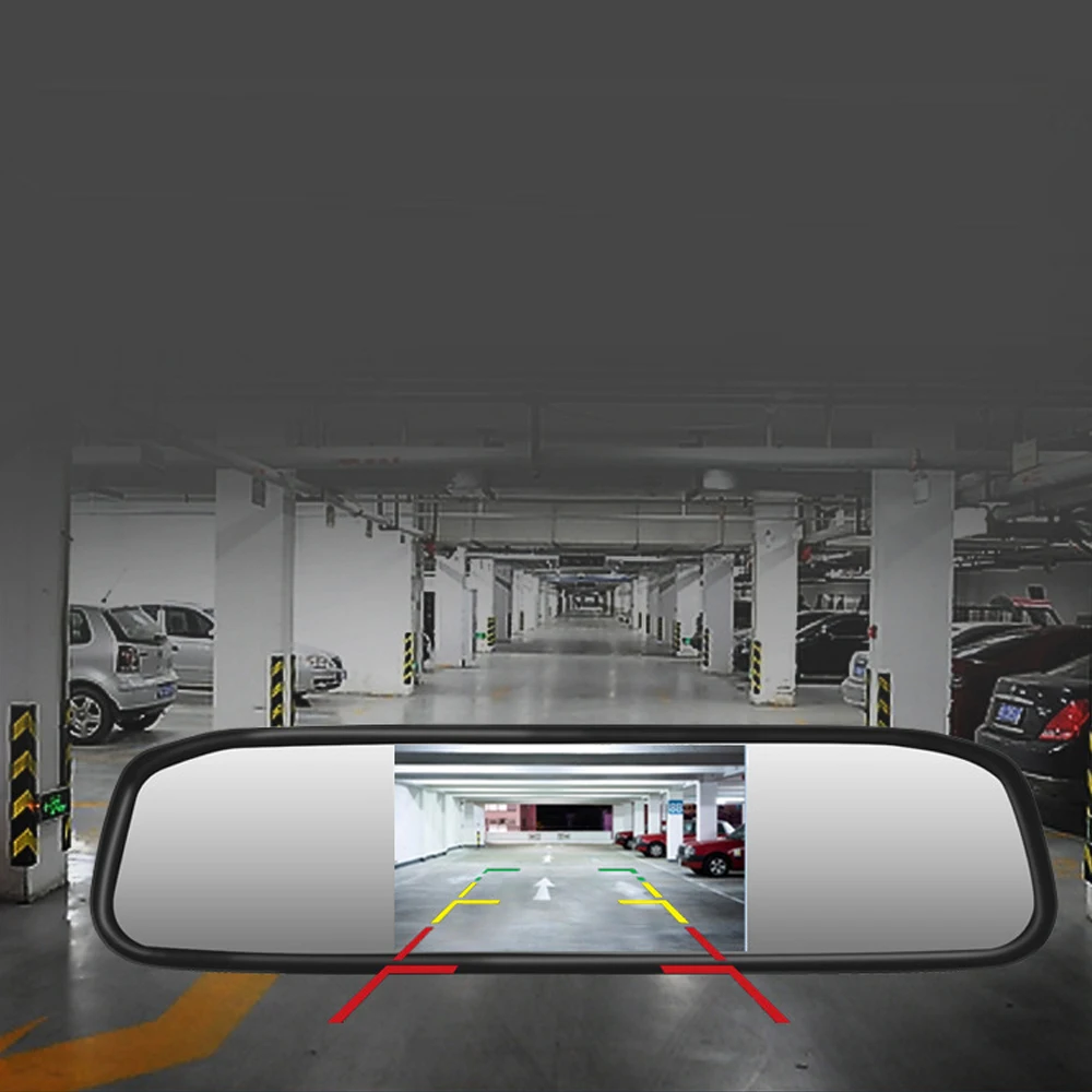 Автомобильный монитор зеркала заднего вида 4 3 дюйма HD LCD дисплей с резервной