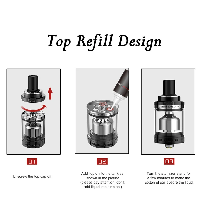 Оригинальный fumytech gotank MTL RTA V2 ввиду танк распылителя 3 мл Ёмкость 22 мм для 510
