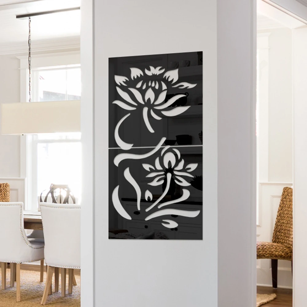 3D акриловый зеркальный настенный стикер в форме цветка съемный