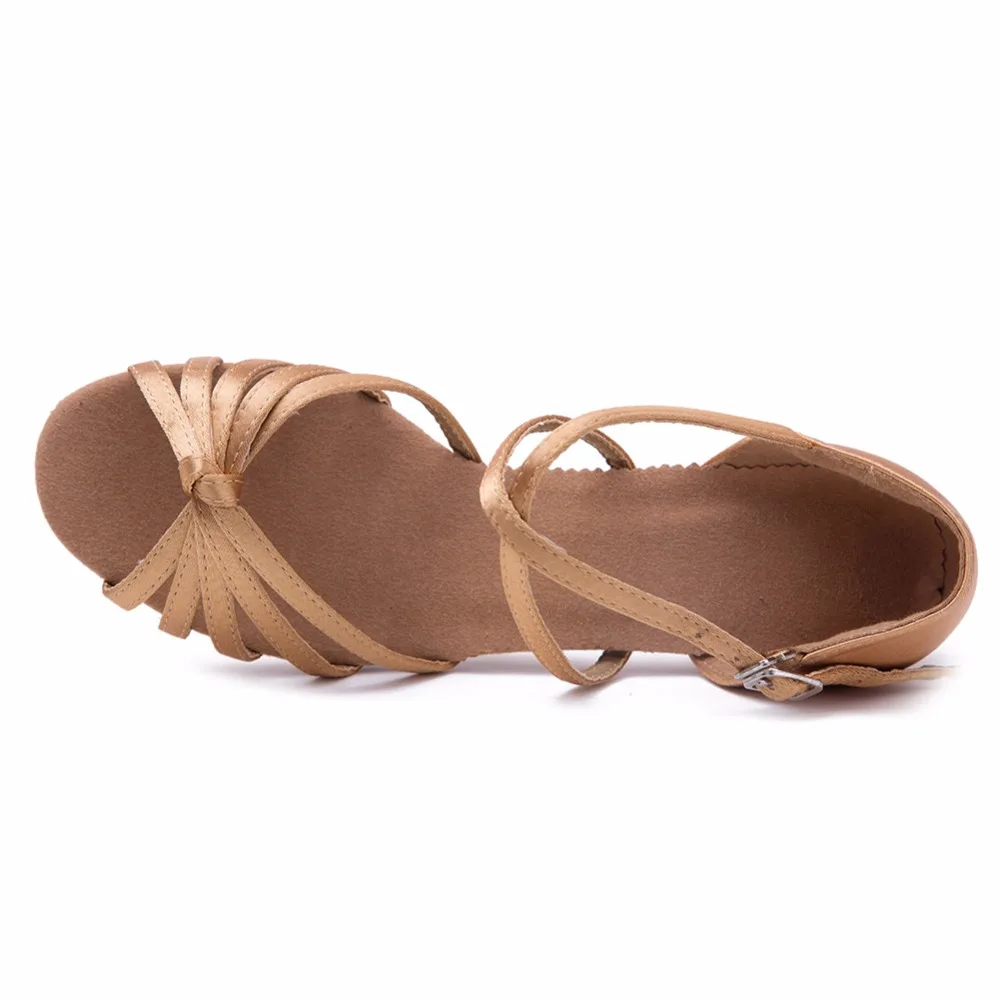 WZJ Black Brown Satin Zapatos Salsa Mujer De Baile Latino Tango Latin Dance Shoes For Girls Kids Woman | Спорт и развлечения