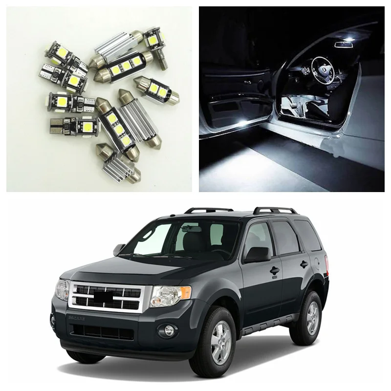 12 шт. белые посылка ные лампы для автомобиля Ford Escape 2010 2011 2012 2013|ford led door|led light interiorled