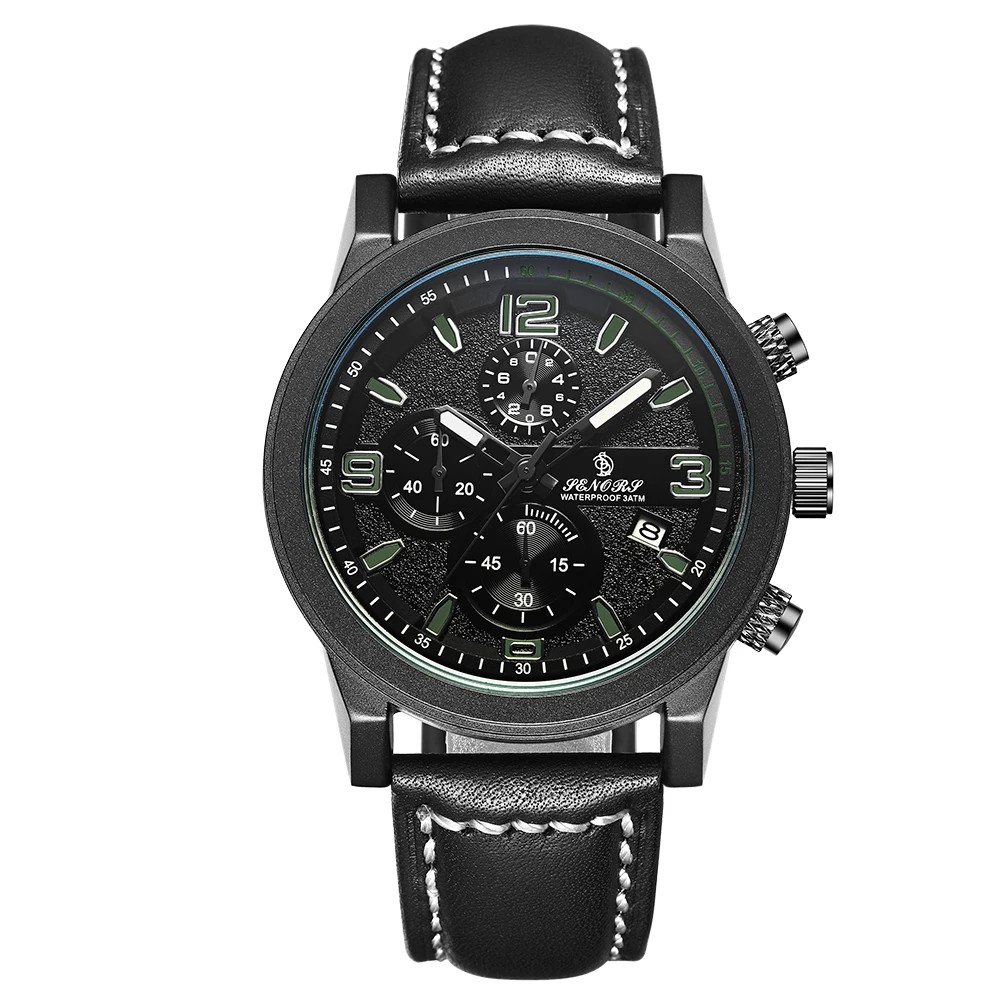 

Senors Relojes Mujer Multi-fuction Quartz Movement Original Leather Strap Military Watch Mens Watches Top Brand Luxury