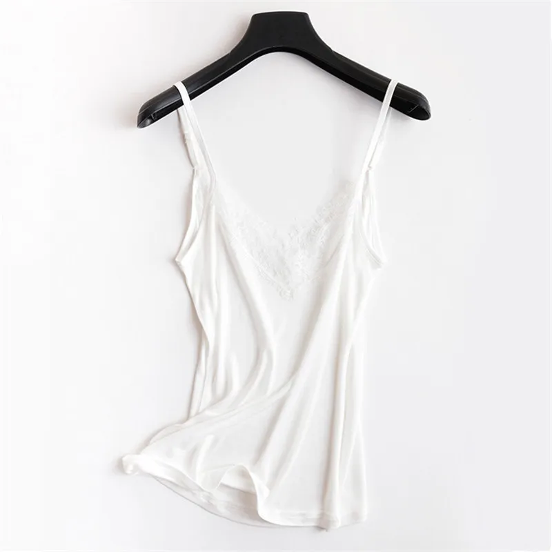 Женская шелковая майка однотонная кружевная джемпер новинка 2018 летние топы на