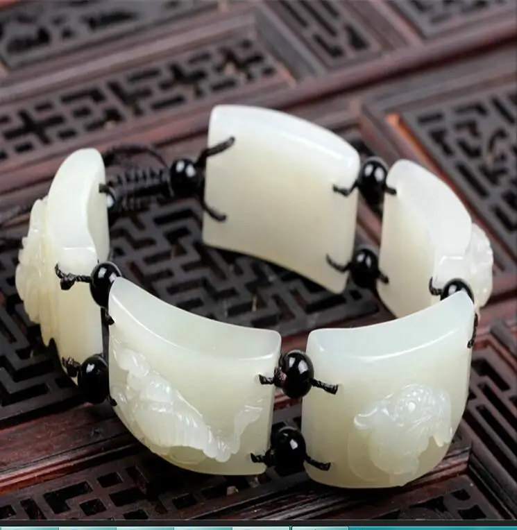 

Natural Hetian jade natural jade bracelet Homeplan men and women with a certificate bracelet