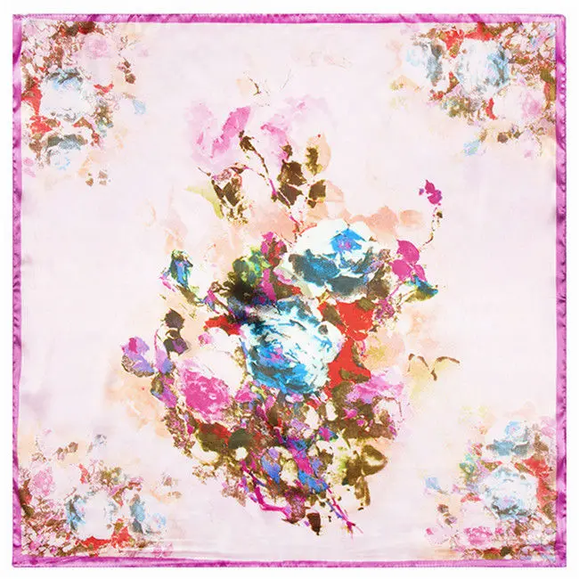 Женский маленький квадратный шарф из искусственного шелка с цветочным принтом 60