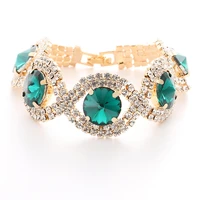 luxury blue crystal bracelet for wedding silver bracelet rhinestone charm women bangles jewelry gifts