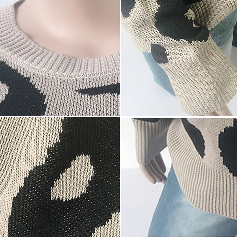 2019 Leopard Women Autumn Sweater O-neck Knitted Female Winter Pullover Short Casual Ladies Jumper Pull Femme | Женская одежда