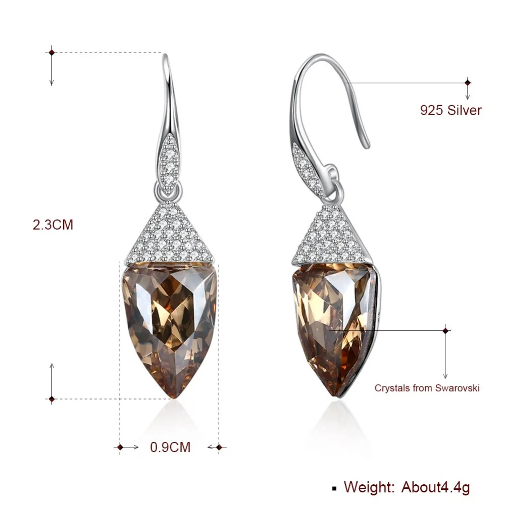 LEKANI Crystals From Swarovski Stud Earrings 925 Cute pop Water Fashion Women's Girls Fine jewelry Crystal gift | Украшения и