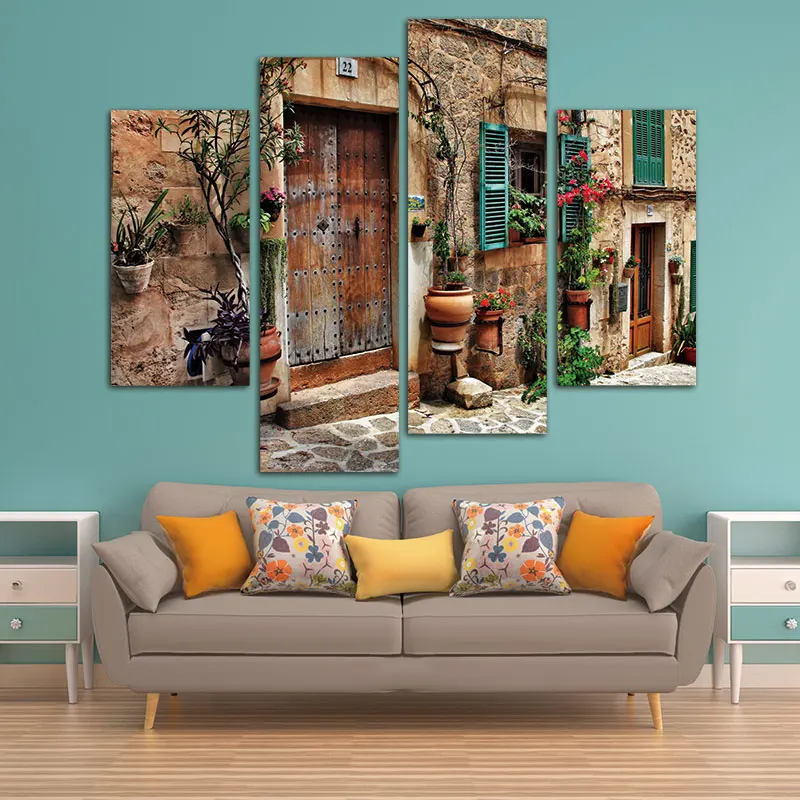 Картина на холсте фотографии архитектуры 4 панели настенное художественное