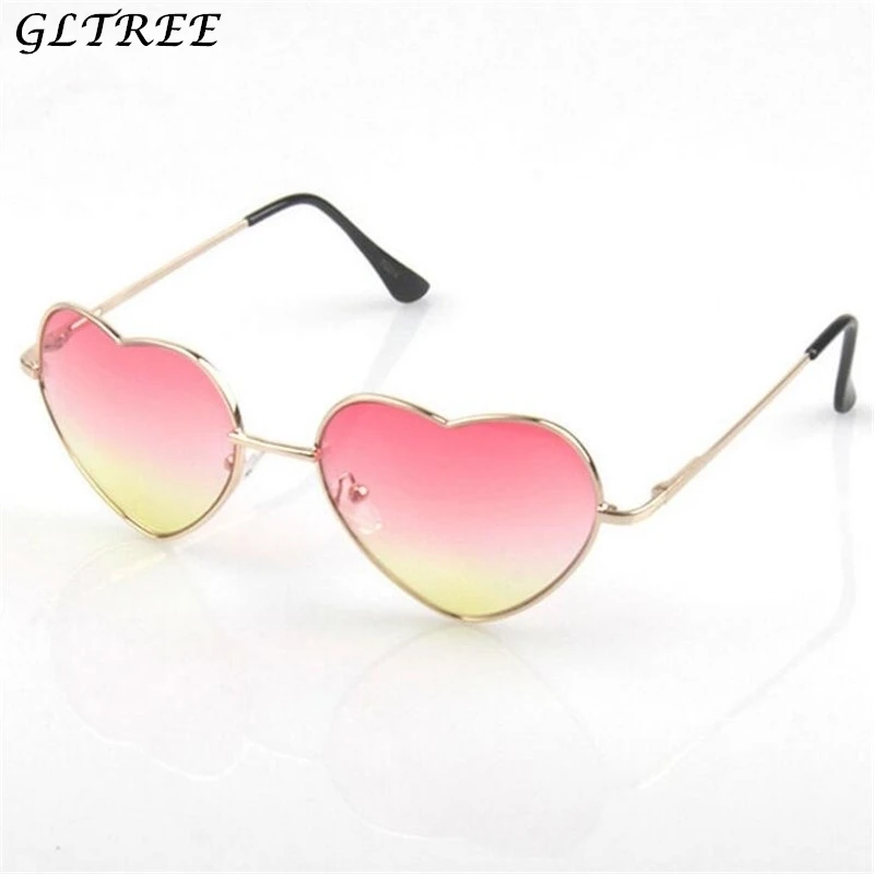 

GLTREE Fashion Women Sunglasses Heart-Shaped Metal Frame Gradient Mirror Brand Design Men's Sunglasses Oculos De Sol UV400 G270