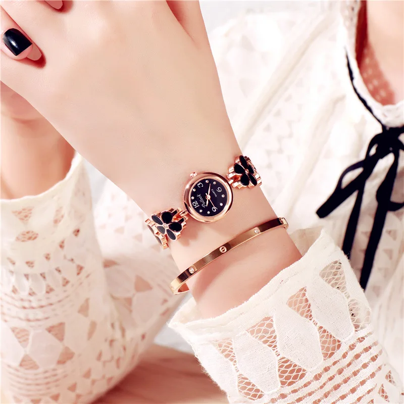 JBRL модные наручные часы с цветами женские браслет кварцевые из нержавеющей стали