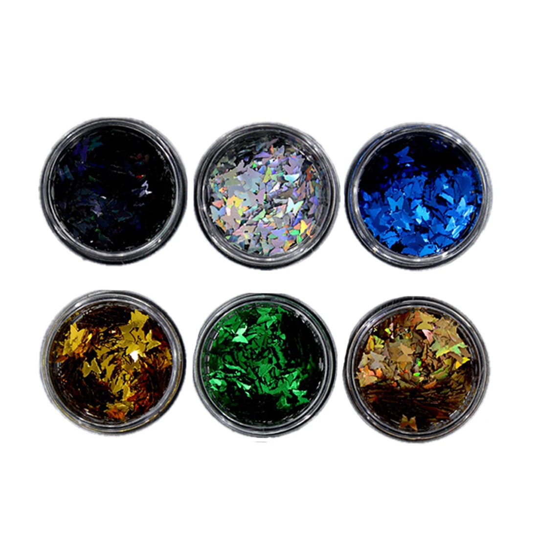 Новинка 12 коробок/набор Микс Цветов дизайн ногтей форма бабочки 3D лазерный блеск