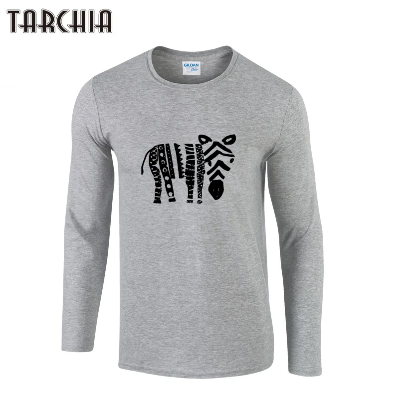 TARCHIA с принтом Зебра футболка коротким рукавом Slim Fit длинным мужские футболки