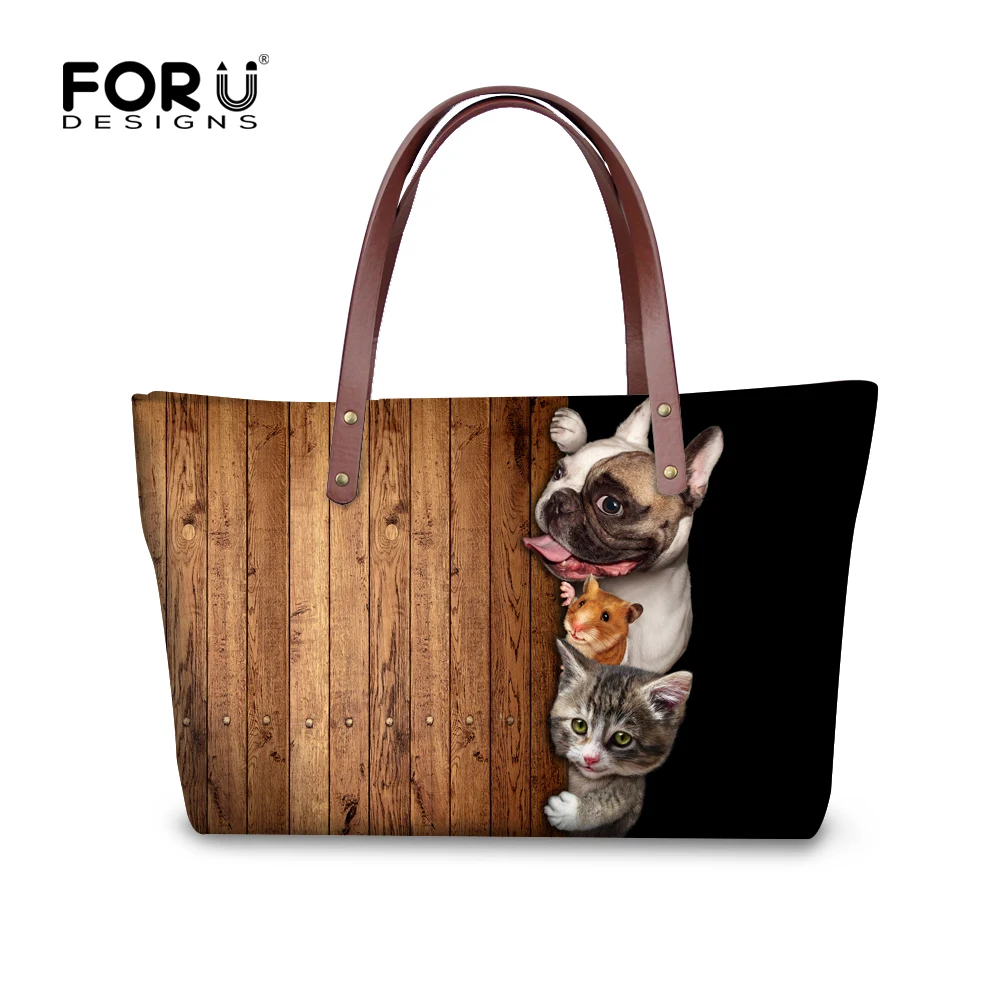 Женская сумка с ручками для путешествий FORUDESIGNS 3d-рисунком бульдога | Багаж и сумки
