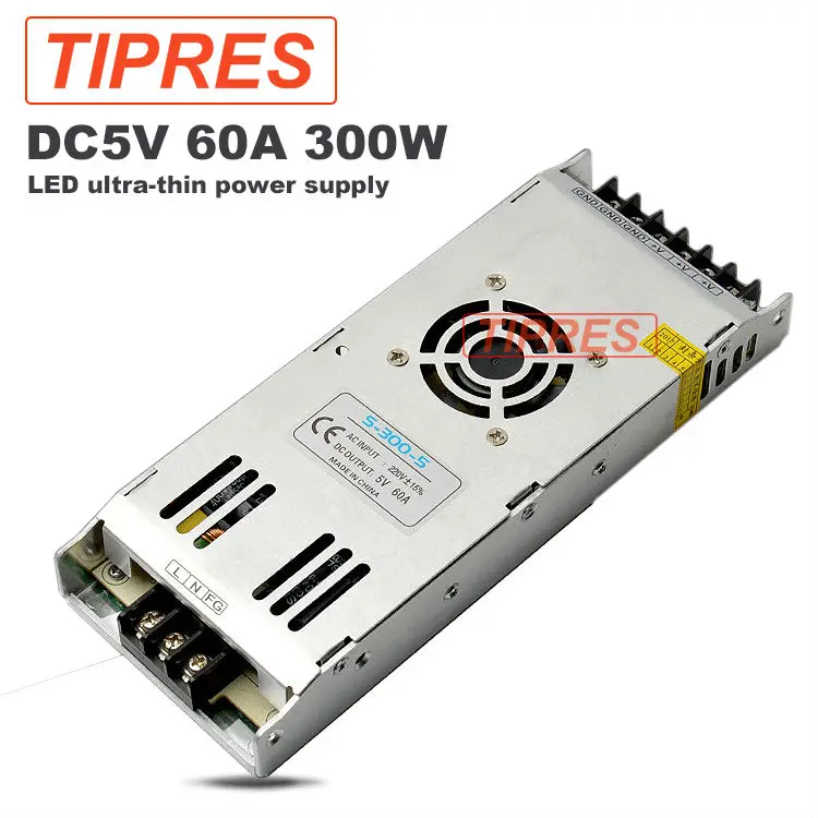 Новое поступление 5 V 60A 300 W импульсный источник ультра тонкий светодиодный