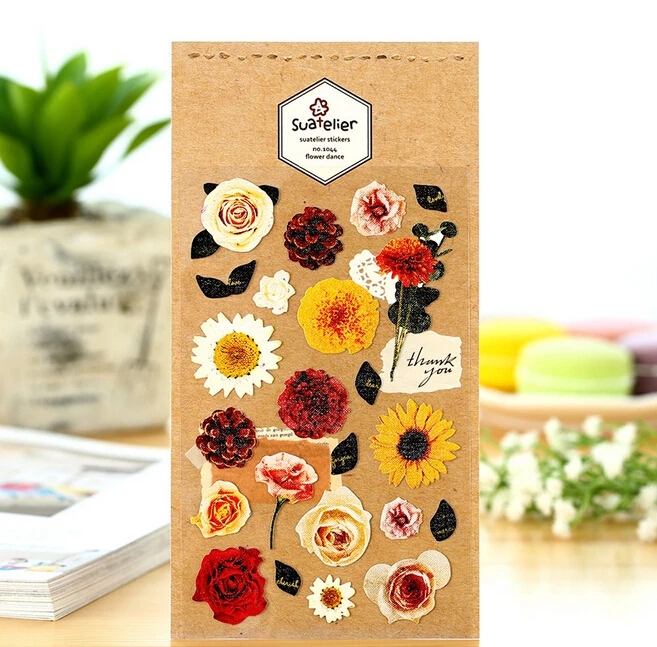 1 лист корейский Винтаж хлопчатобумажной ткани цветы канцелярские дневник