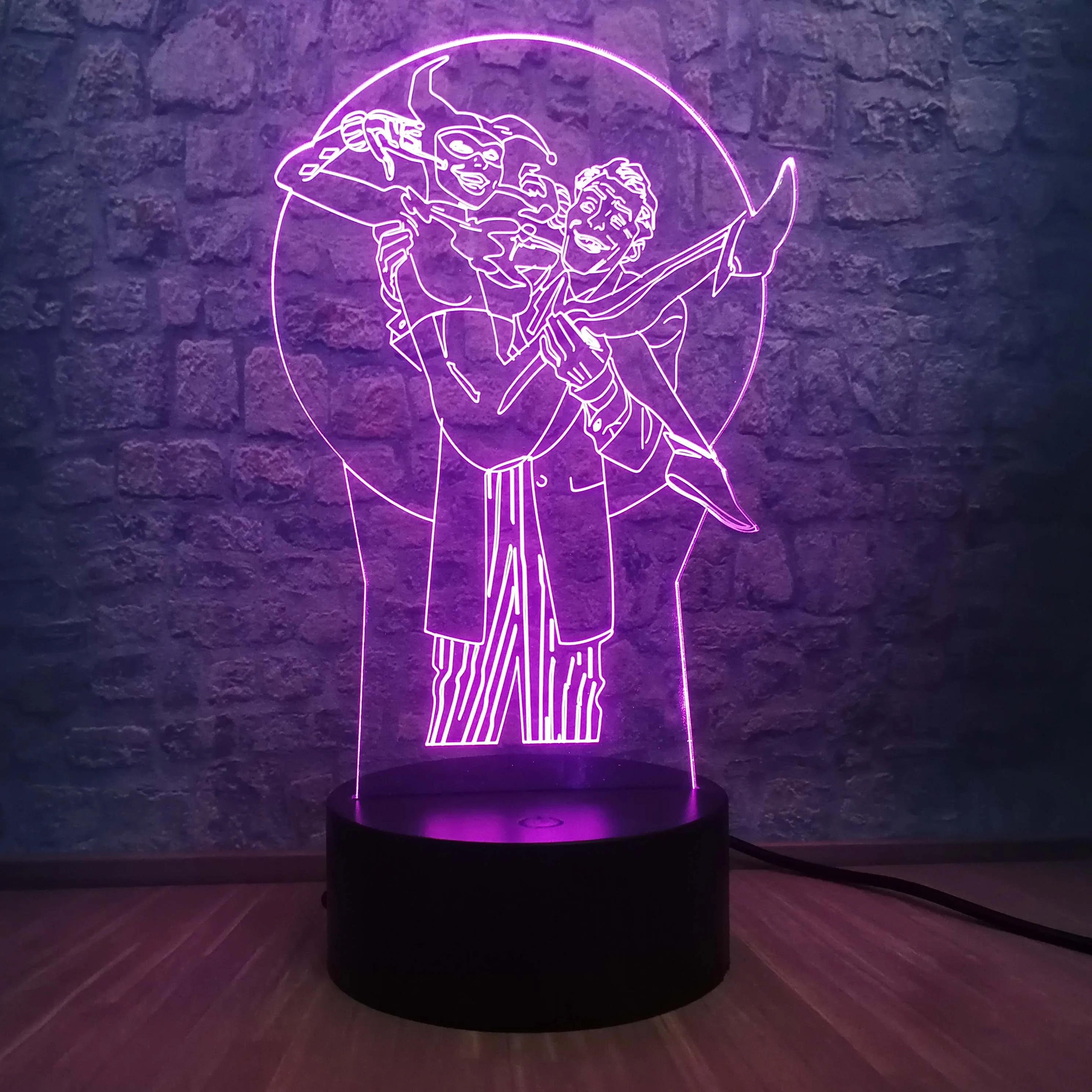 Новинка крутая 3D иллюзия Лампа DC Joker & Harley Quinn Ночной светильник настольная лампа