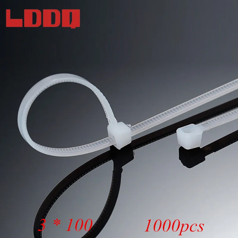LDDQ 1000pcs Nylon Cable Ties Self-locking 3*100 National Standard Width 1.8mm Plastic Fasten Wire Zip Tie Organiser | Обустройство