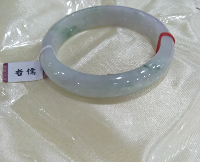 Новый натуральный jadeite двухцветный браслет 54 мм-60 мм Размер нефритовый подарок