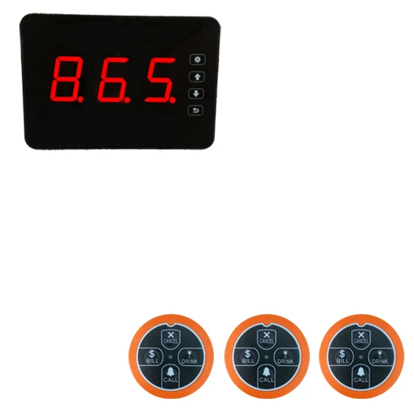1screen 3bel-orange 1 настольный ЖК-приемник 3 кнопки вызова 433 МГц водонепроницаемый Buzeer фаст-фуд Ресторан Беспроводной Вызов официанта системы - Цвет: 1screen 3bel-orange