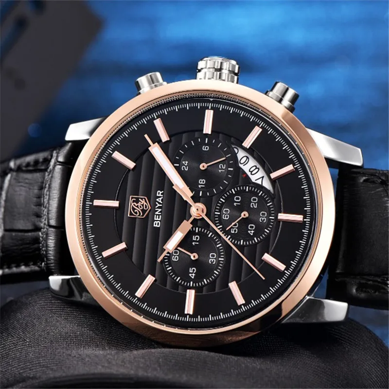 BENYAR Men Watches Fashion Chronograph Sport Watch Top Brand Luxury Business Quartz Clock Waterproof Relogio Masculino | Наручные часы