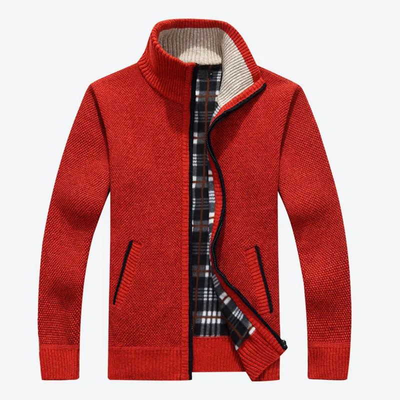 Idopy Men's Autumn Winter Warm Sweater Coat Casual Loose Stand Neck Wool Male Zipper Thick Knittwear | Мужская одежда
