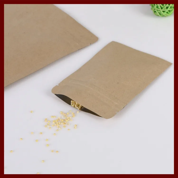 500pcs 17x24cm Flat Brown Kraft Paper Bag No Window Not Stand Up Zipper/zip Lock Jewelry Packaging Paper Bags For Gifts/tea Bags