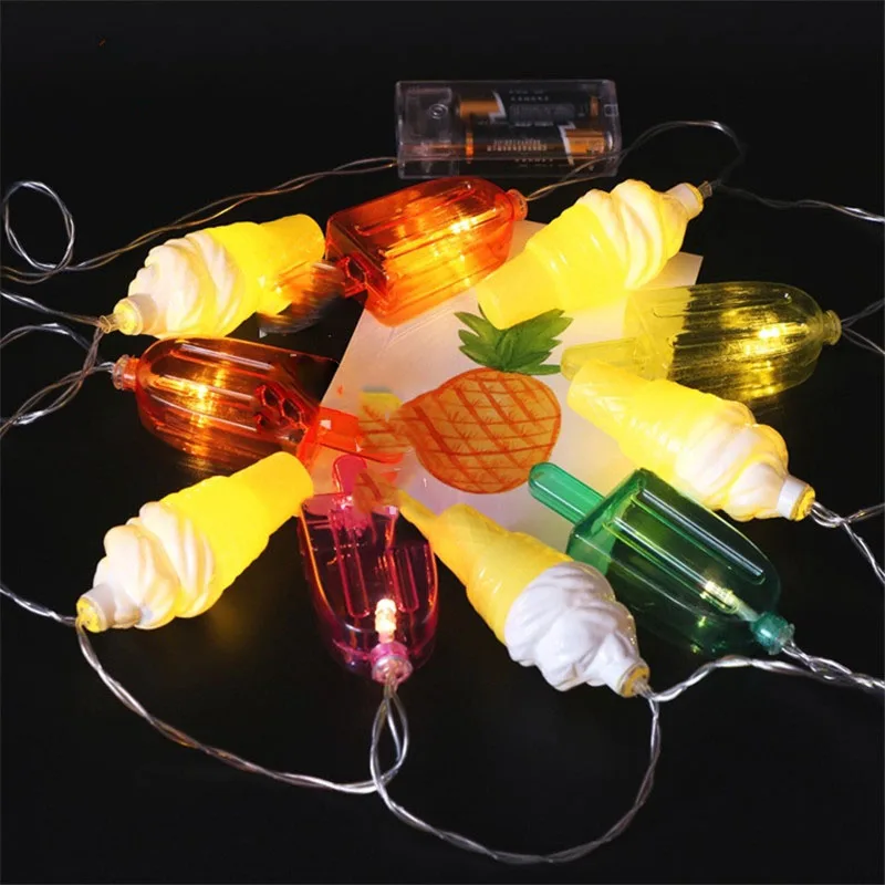 Colorful LED Ice Cream Light String Creative Popsicle Holiday Lamp Battery Box Christmas Bedroom Children Room Cafe Decor Cute |